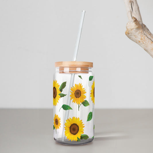 Sunflower Glass Can